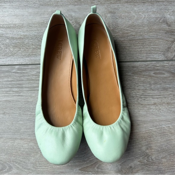 J. Crew Sage Green Soft Leather Ballet Flats - Picture 2 of 15